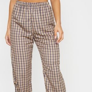 Stone Checked Wide Leg Pants